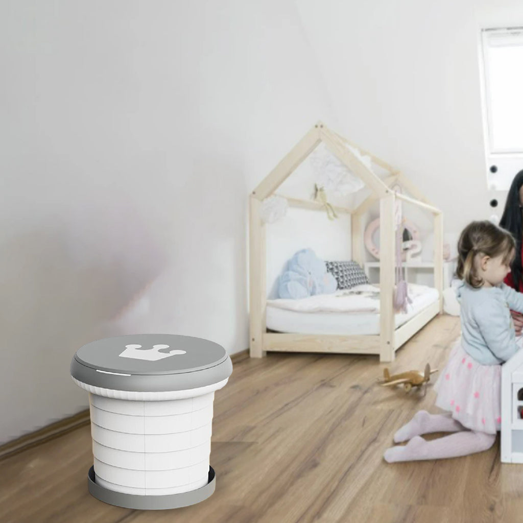 Cute Portable Folding Toilet Washable for Child Non-Slip Strip Design Park Gray