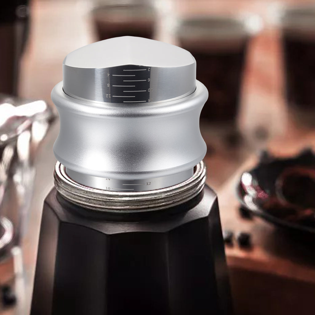 Alloy Coffee Distributor Leveler Adjustable Depth Coffee Tamper Silver 51mm