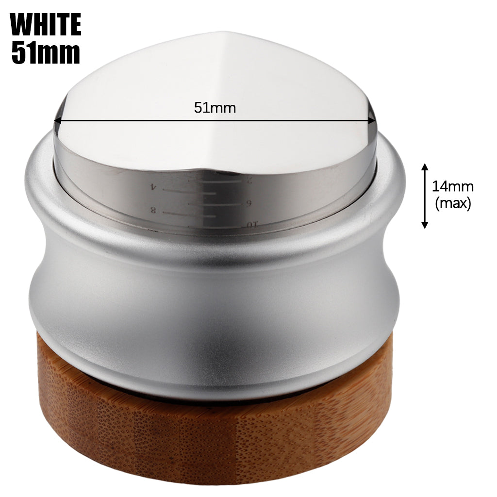 Alloy Coffee Distributor Leveler Adjustable Depth Coffee Tamper Silver 51mm