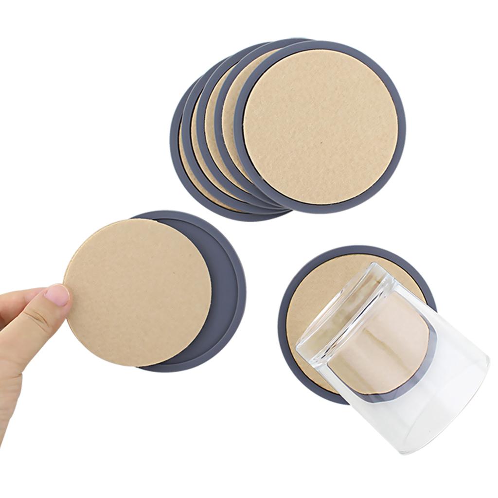 Absorbent Coasters 6Pcs Tabletop Drinking Heatproof for Resistant Kitchen Grey