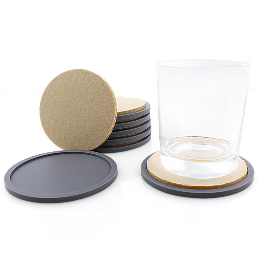 Absorbent Coasters 6Pcs Tabletop Drinking Heatproof for Resistant Kitchen Grey