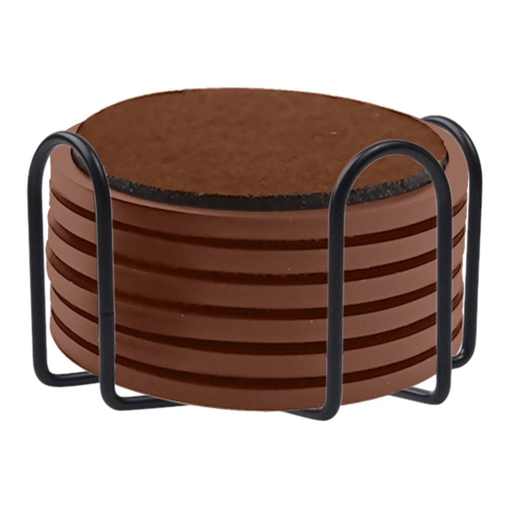 Absorbent Coasters 6Pcs Tabletop Drinking Heatproof for Resistant Kitchen Brown