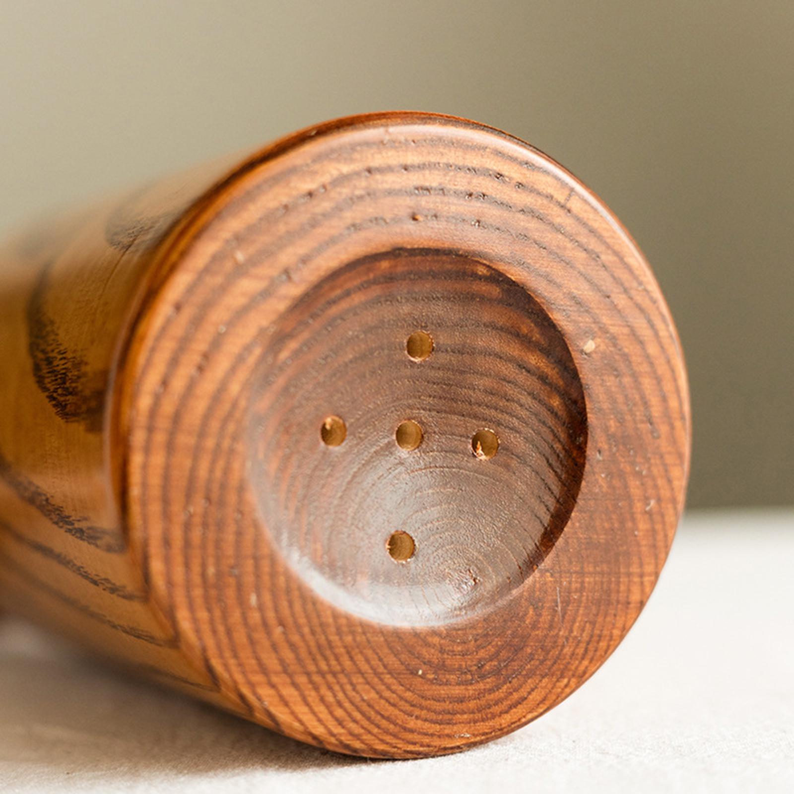 Round Wooden Utensil Holder Chopsticks Barrel Wooden Organizer for Home