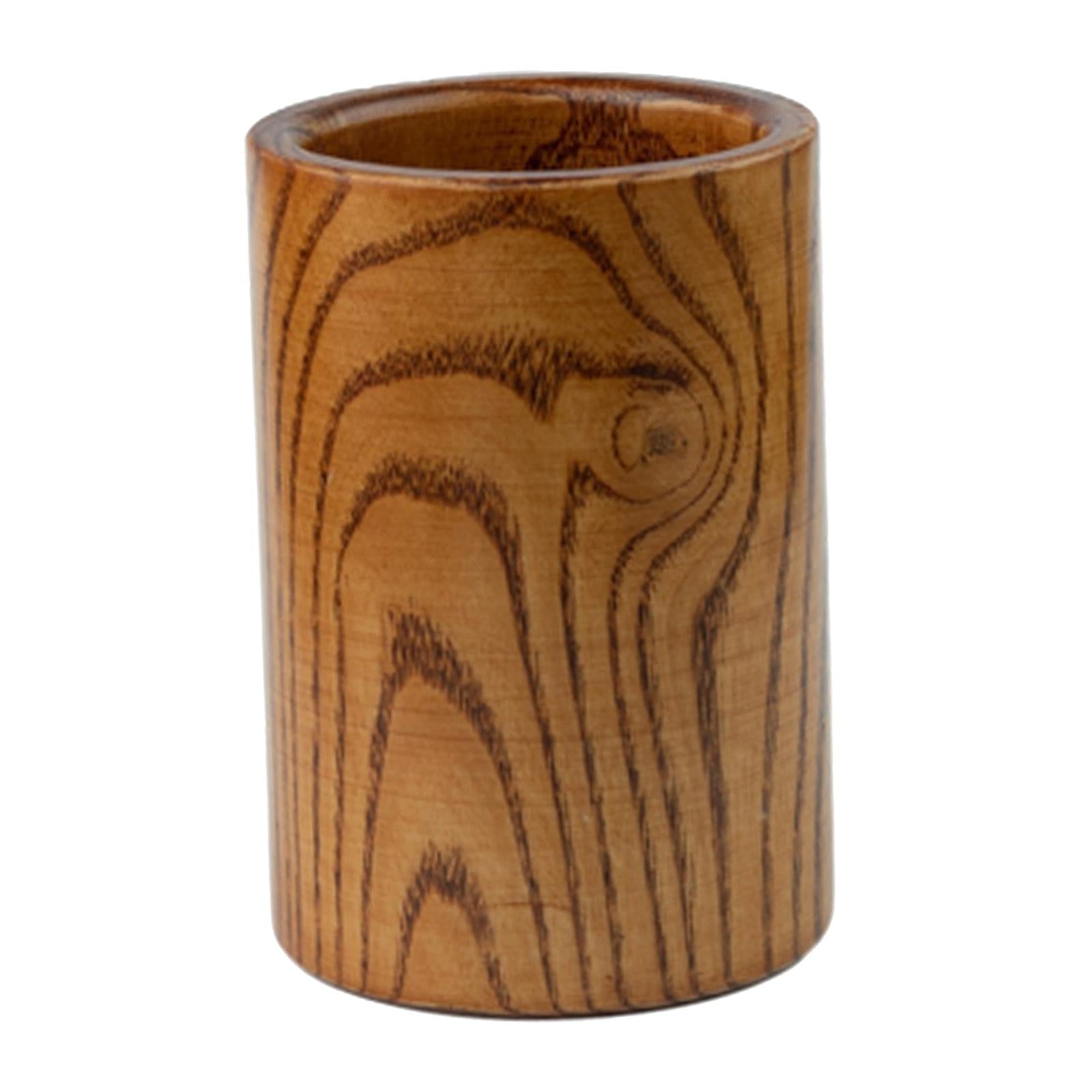 Round Wooden Utensil Holder Chopsticks Barrel Wooden Organizer for Home