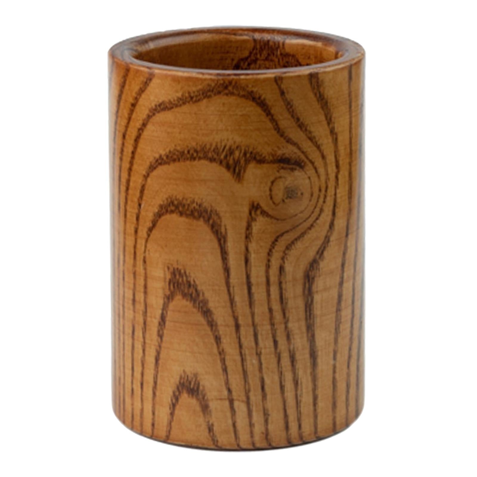 Round Wooden Utensil Holder Chopsticks Barrel Wooden Organizer for Home