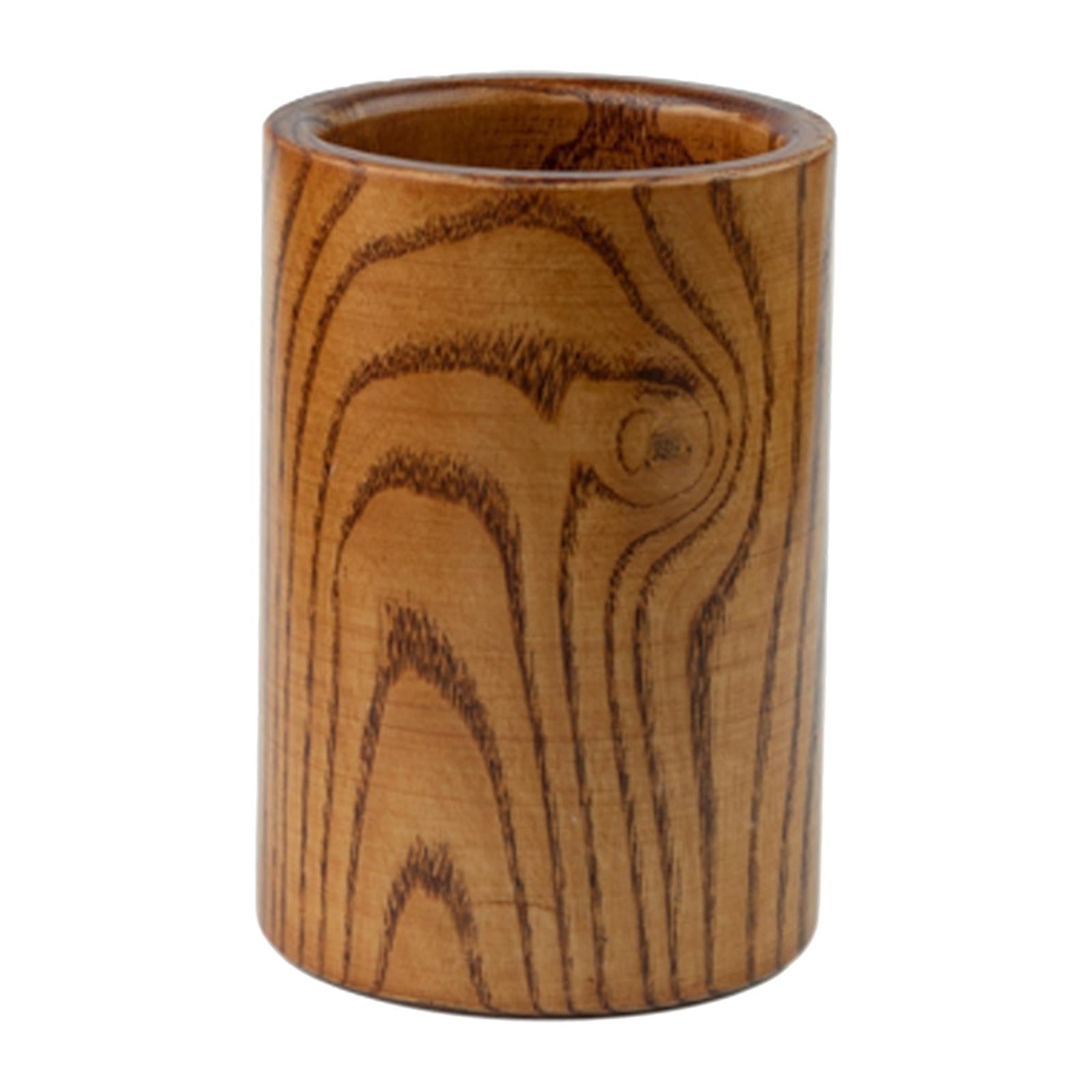 Round Wooden Utensil Holder Chopsticks Barrel Wooden Organizer for Home