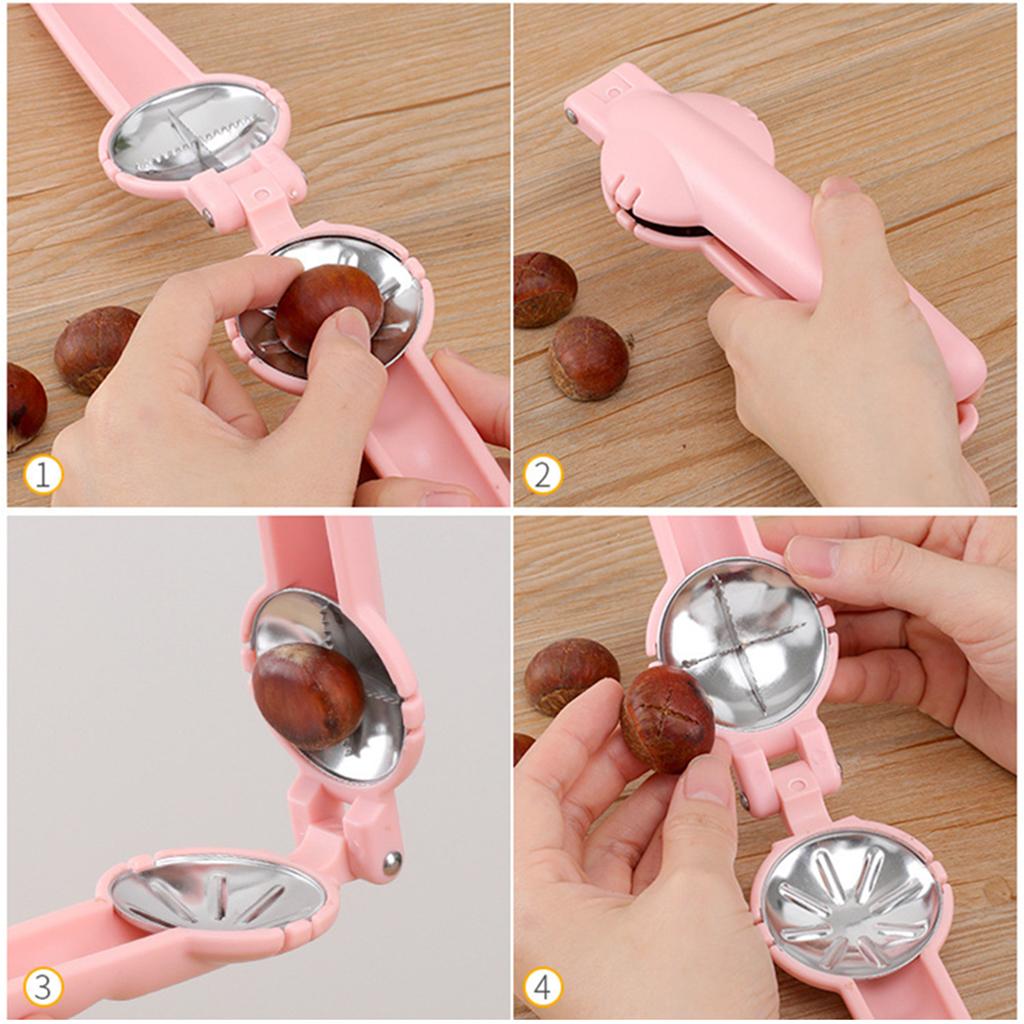 Multifunction Chestnut Clip Walnut Clip Chestnut Cutter for Home Restaurant Pink