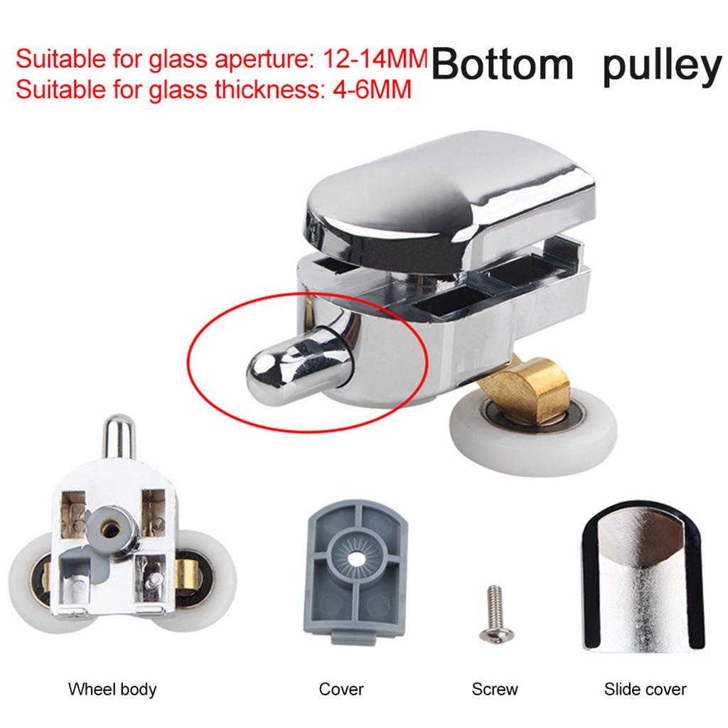 2Pcs Shower Door Rollers Twin Round Wheels Track Pulleys Wheels Silver 25mm