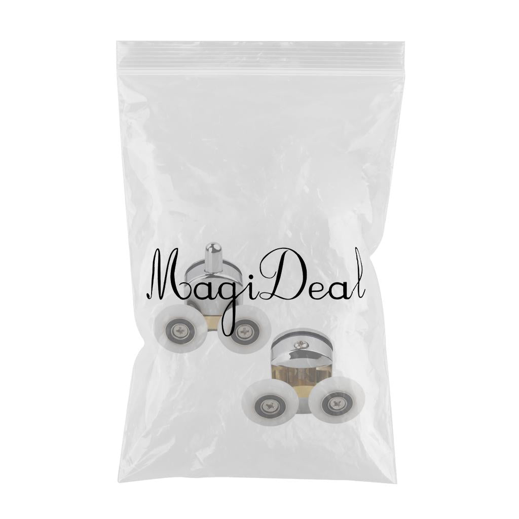 2Pcs Shower Door Rollers Twin Round Wheels Track Pulleys Wheels Silver 25mm