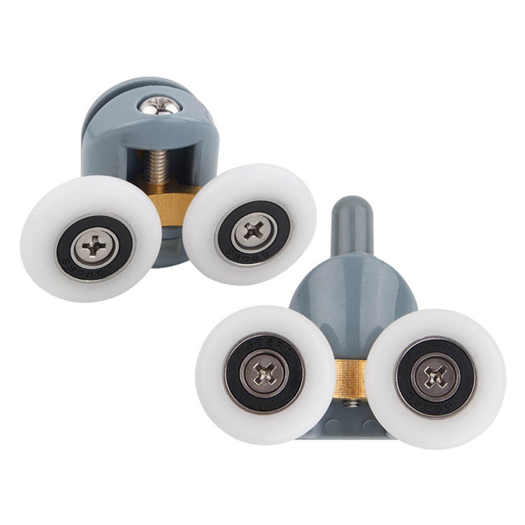 2Pcs Shower Door Rollers Twin Round Wheels Track Pulleys Wheels Grey 23mm