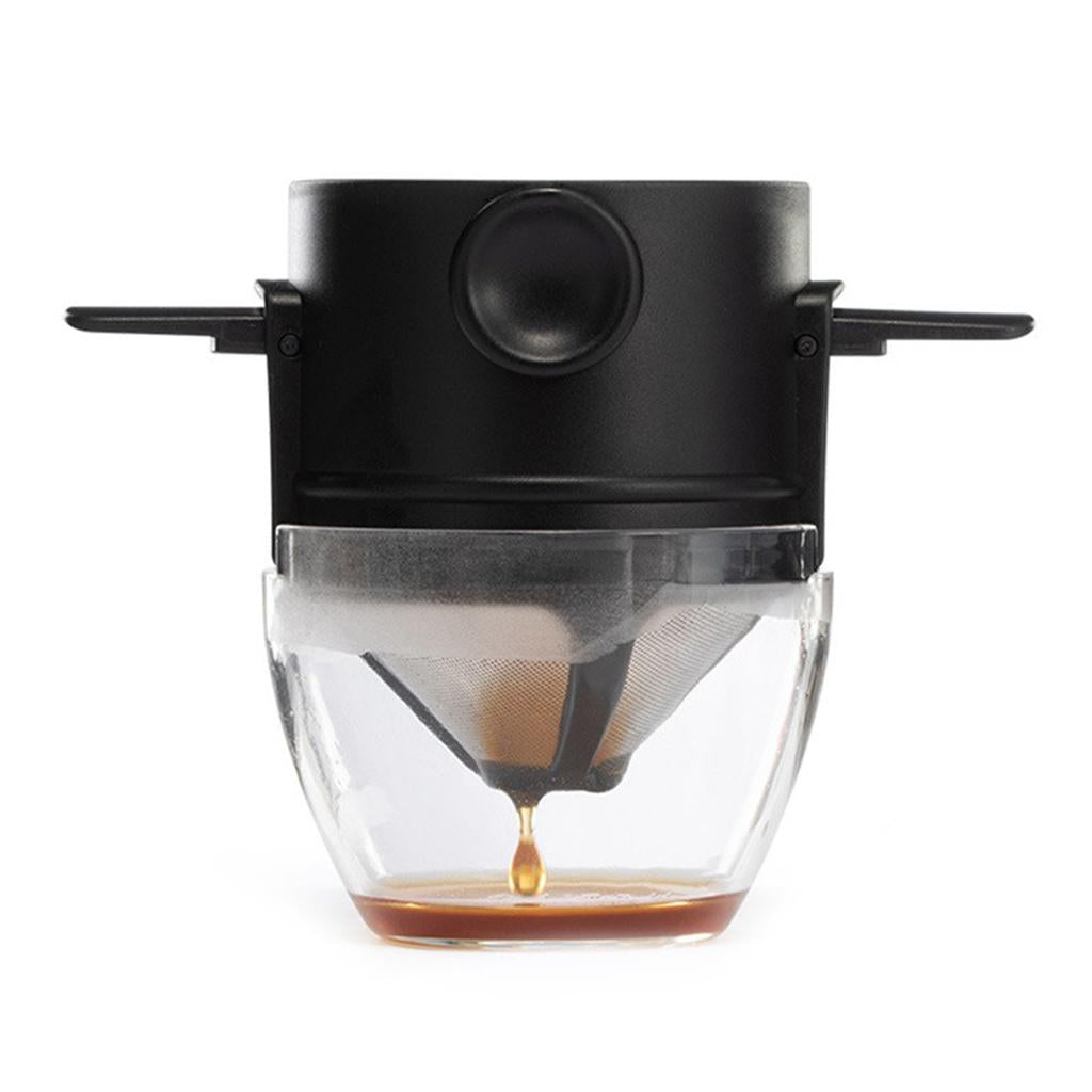 Coffee Filter Easy to Clean Paperless 1-2 Cup for Backpacking Home Travel black with cup