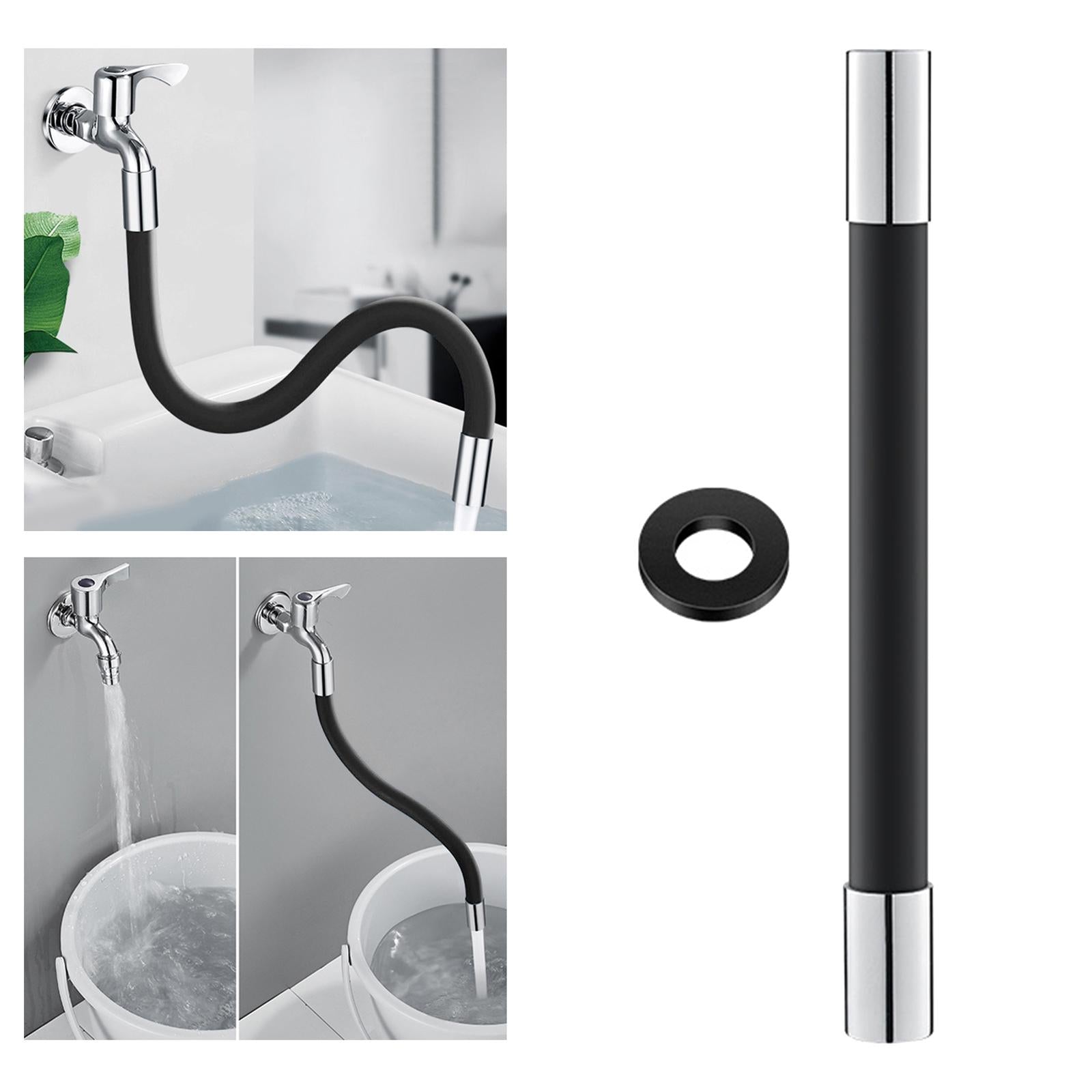 360 Rotary Faucet Extender Bendable Extension Pipe Extension Tube 50cm Black
