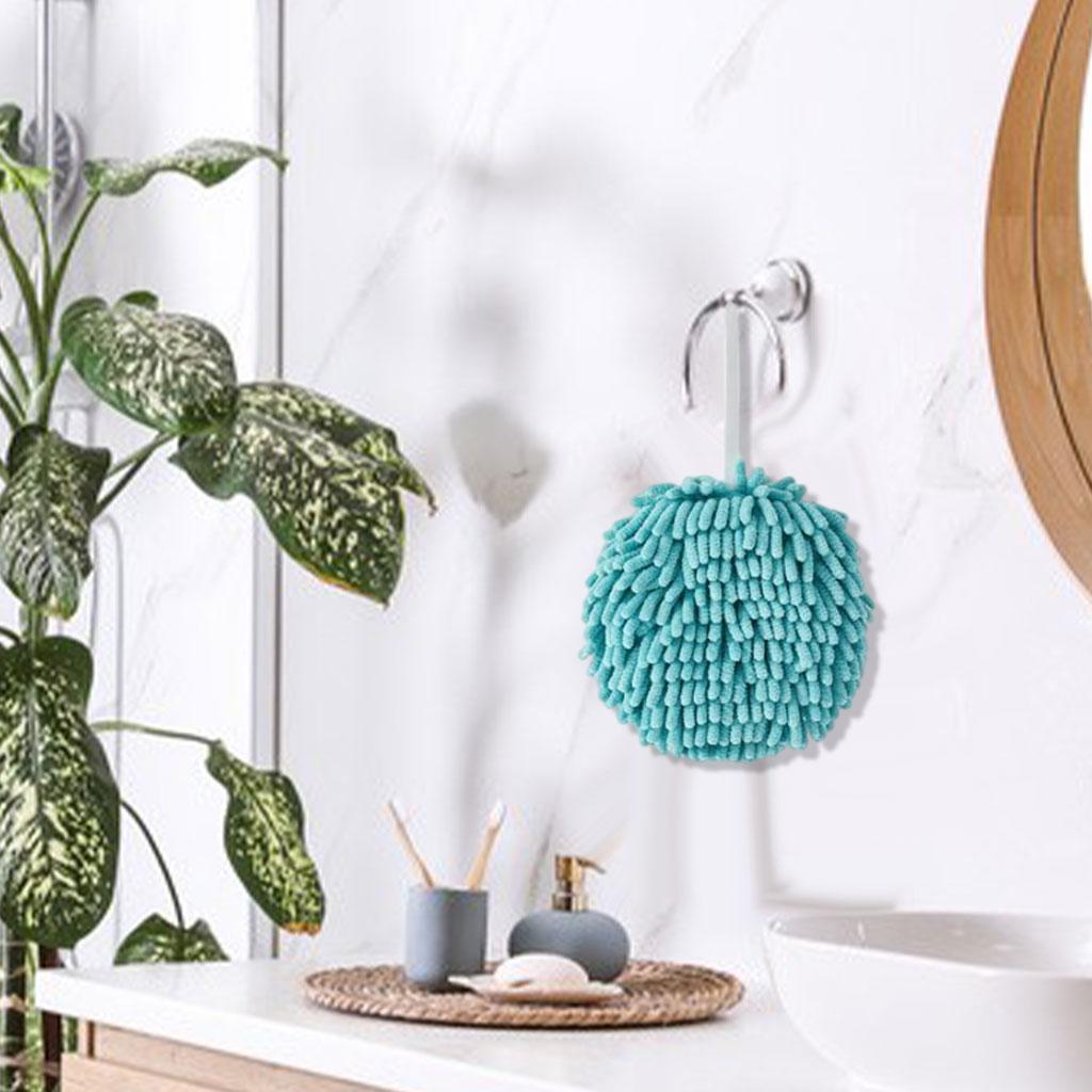 Hand Towel Ball Soft Hanging Cleaning Cloths Super Absorbent for Kitchen Blue