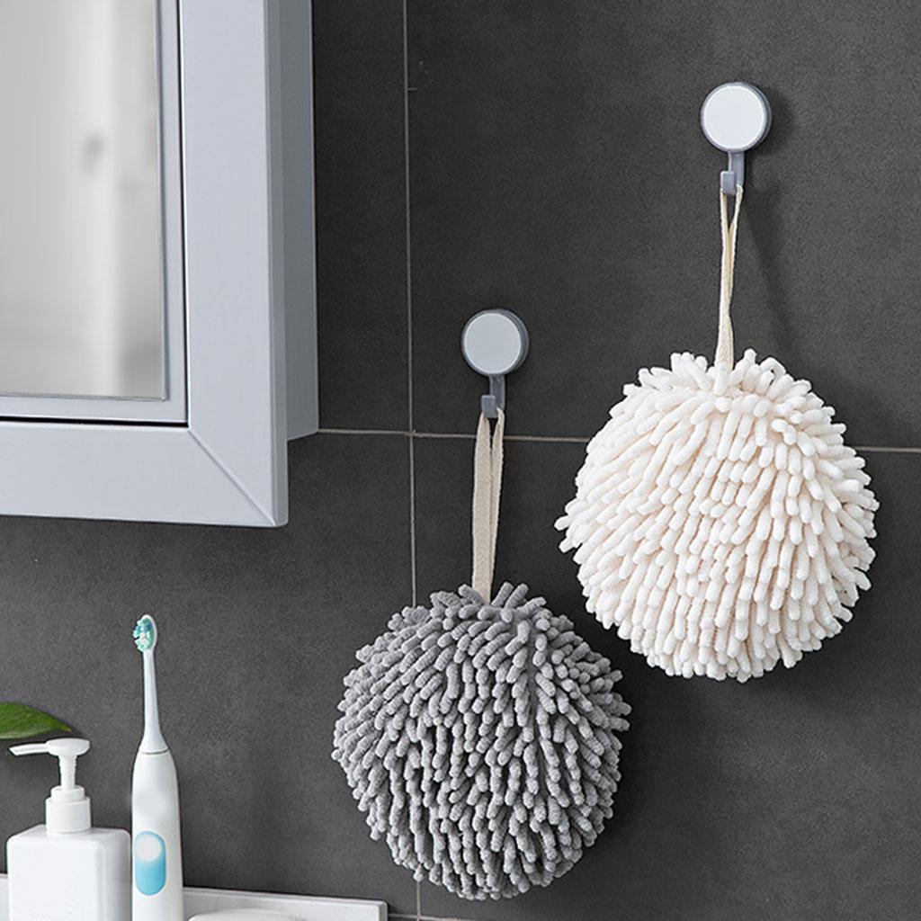 Hand Towel Ball Soft Hanging Cleaning Cloths Super Absorbent for Kitchen Gray