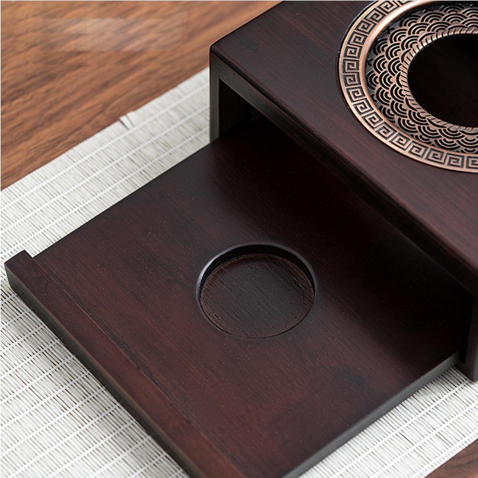 Bamboo Teapot Warmer BaseRound Hollow Frame Design Candle Holder Warmer