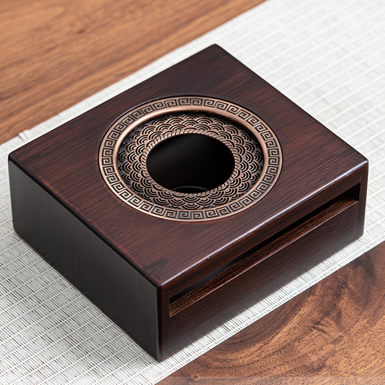 Bamboo Teapot Warmer BaseRound Hollow Frame Design Candle Holder Warmer