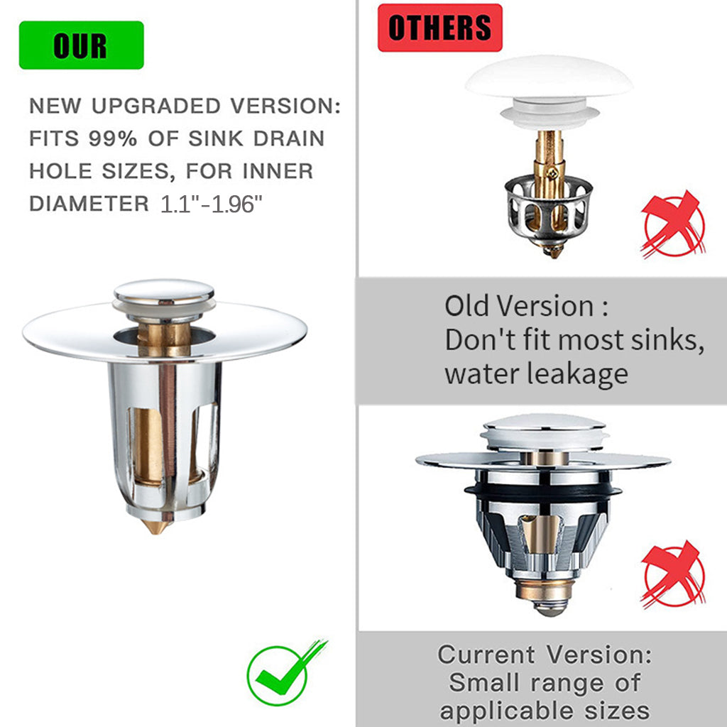 Universal Sink Stopper Wash Basin Upgraded Bathtub Bounce Core for Sink