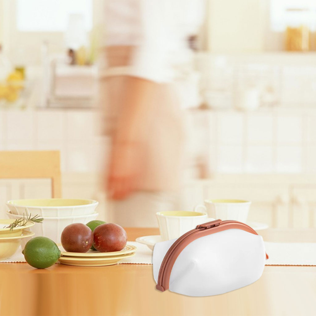 Leak-Proof Silicone Food Storage Bag Resealable for Vegetables Fruits Fridge brown