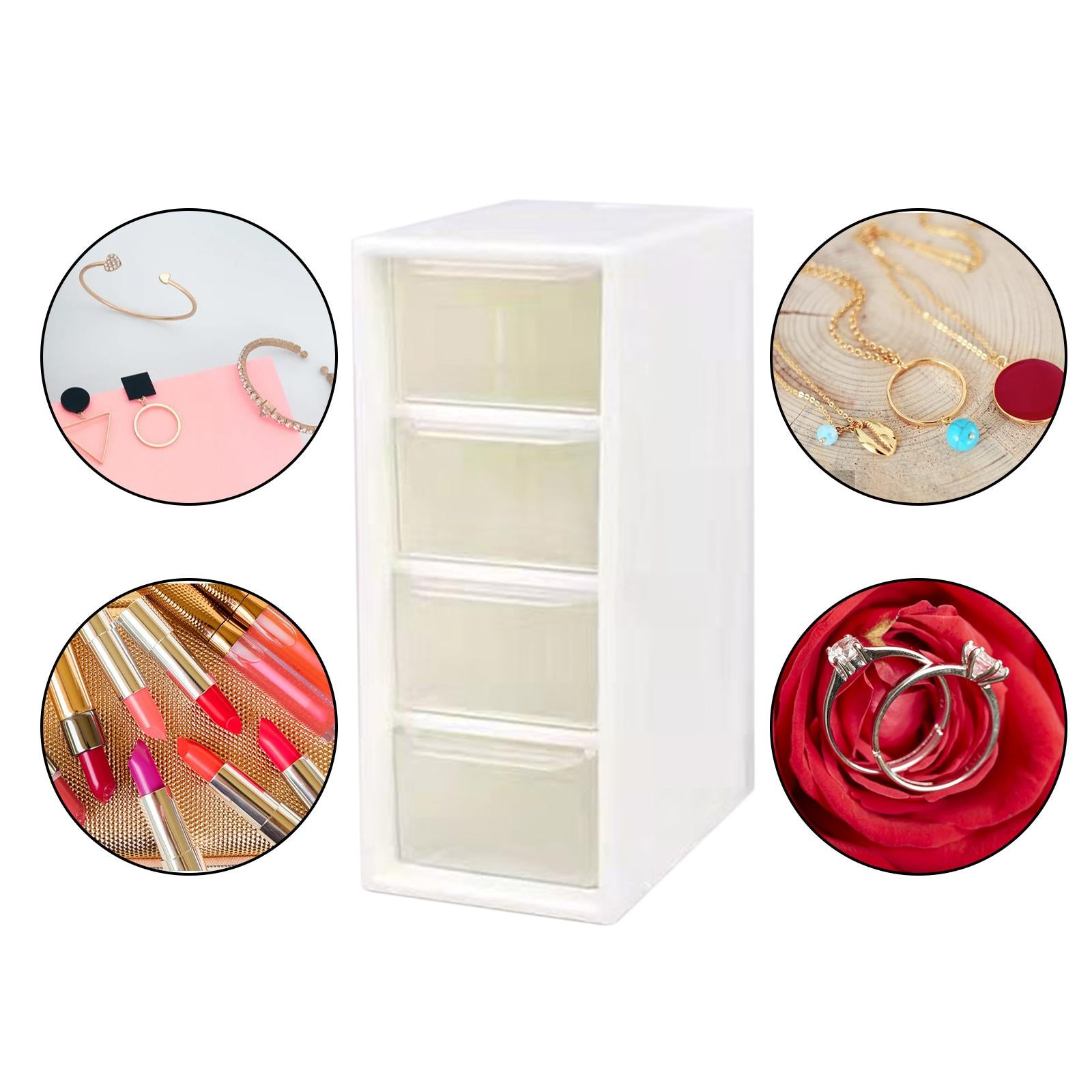 4-Drawers Small Organizer Box Container Case for Home Nail Polish Makeup