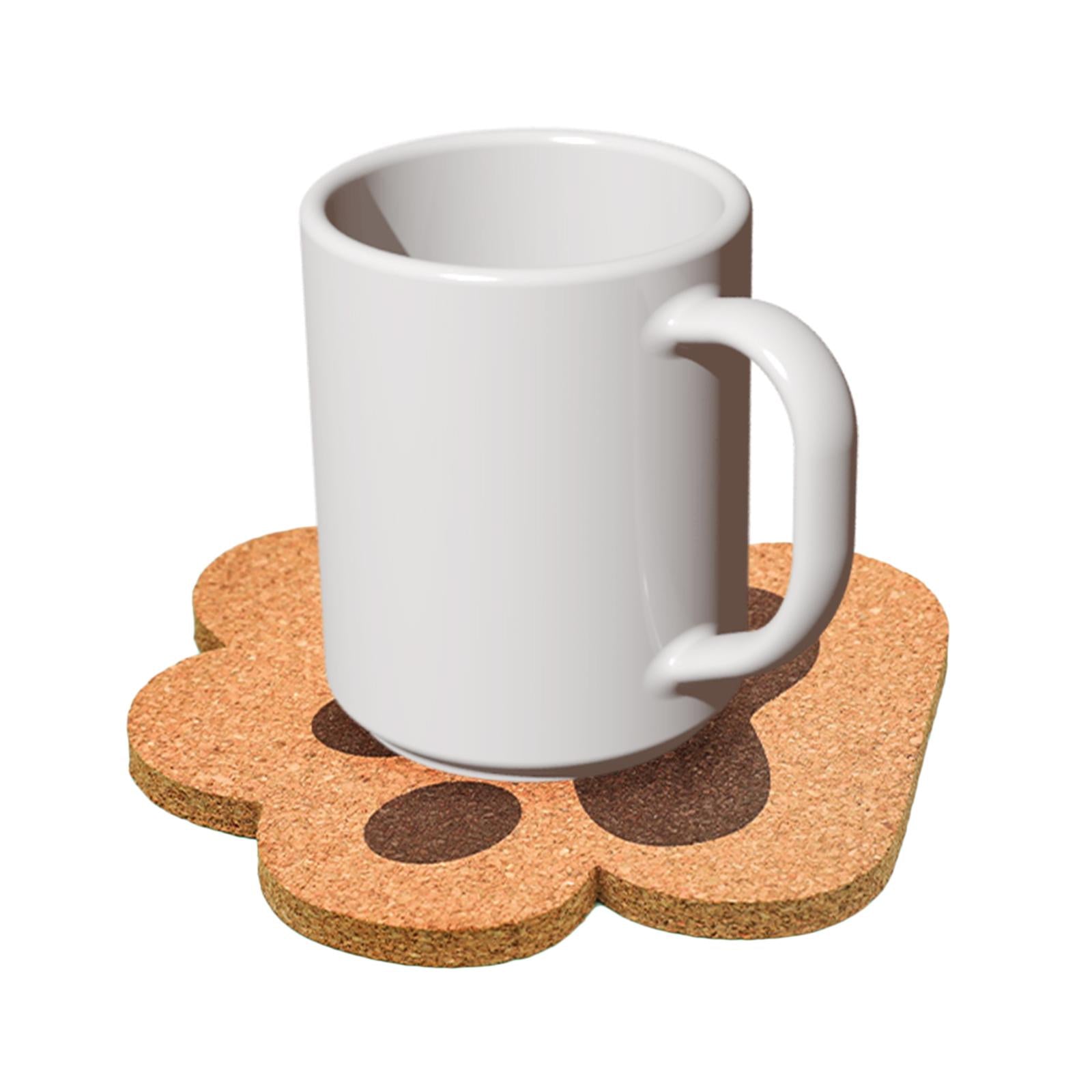 5Pcs Cork Coaster Cat Paw Design Non Slip Reusable for Home Warm Gifts Wine