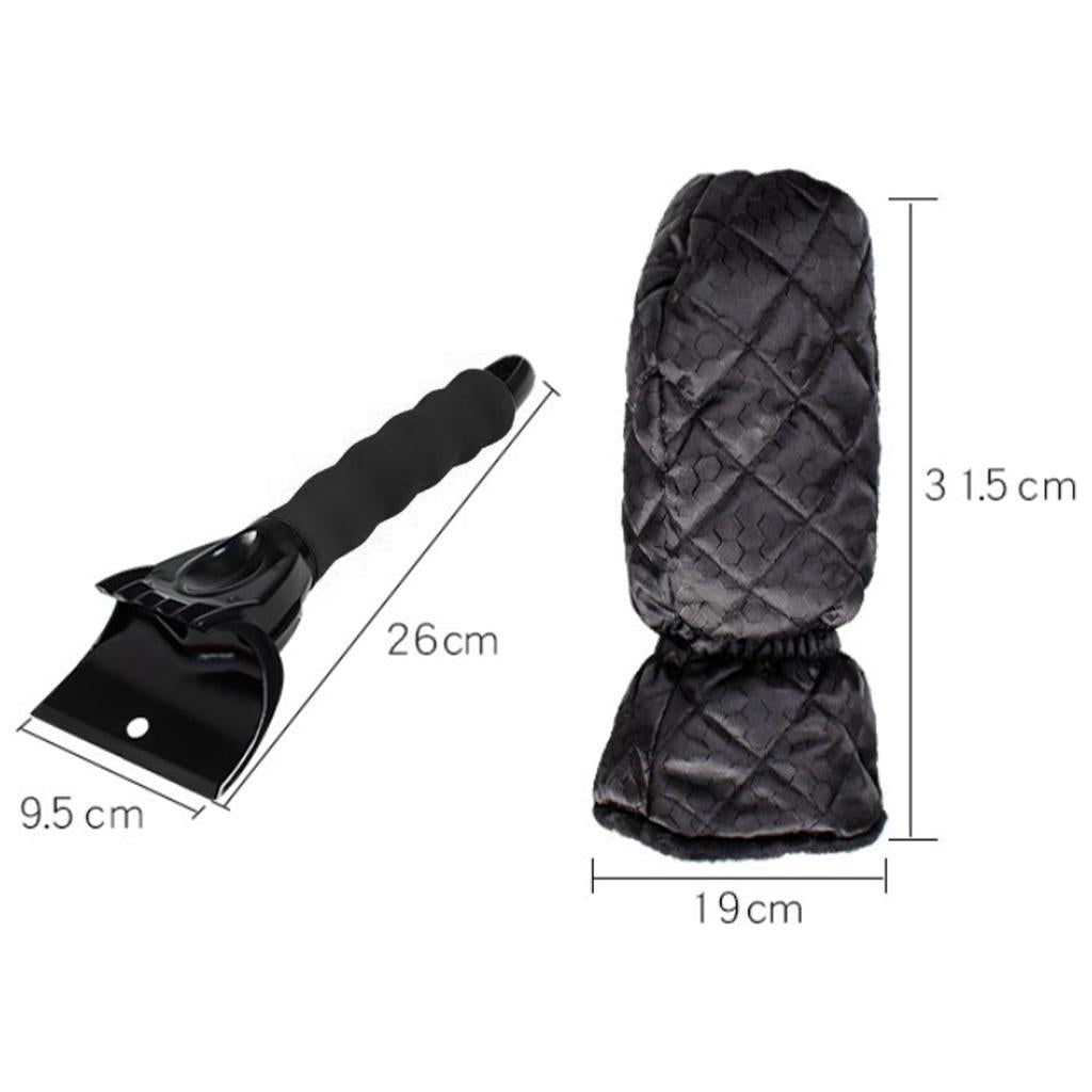 Snow Shovel with Glove Remover Clean Tool Deicer Sturdy for Truck SUV Car Black