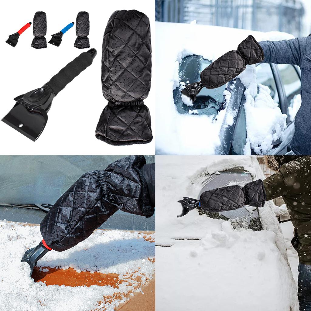 Snow Shovel with Glove Remover Clean Tool Deicer Sturdy for Truck SUV Car Black