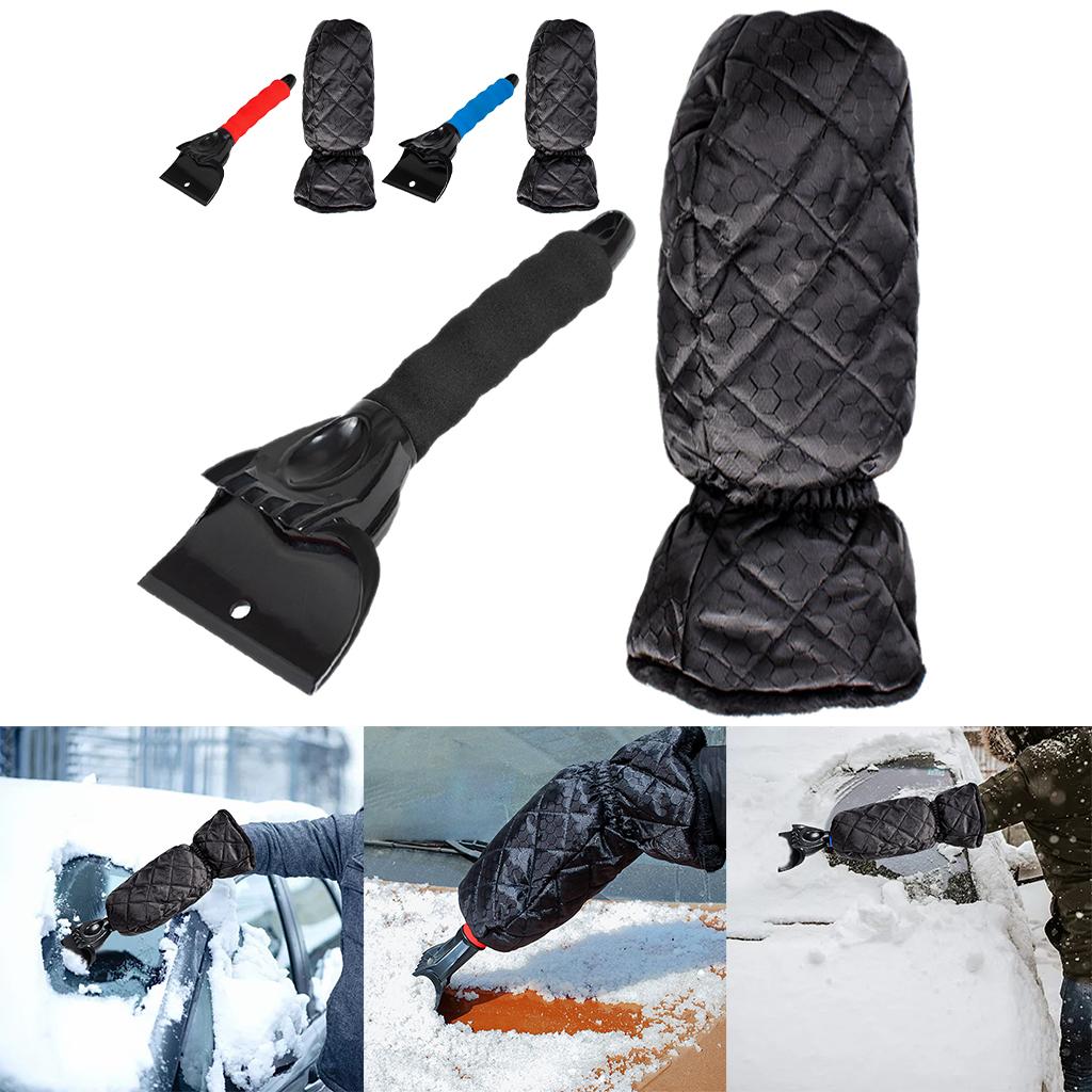 Snow Shovel with Glove Remover Clean Tool Deicer Sturdy for Truck SUV Car Black