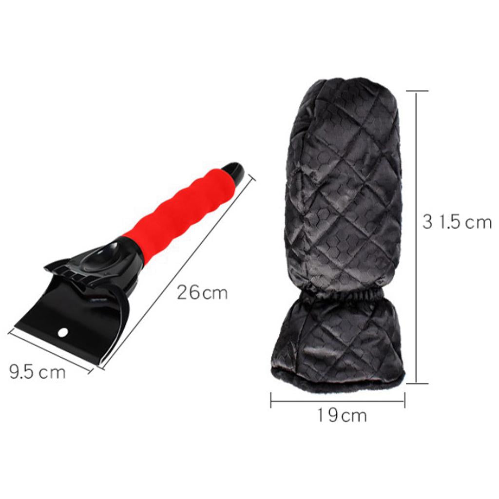 Snow Shovel with Glove Remover Clean Tool Deicer Sturdy for Truck SUV Car Red