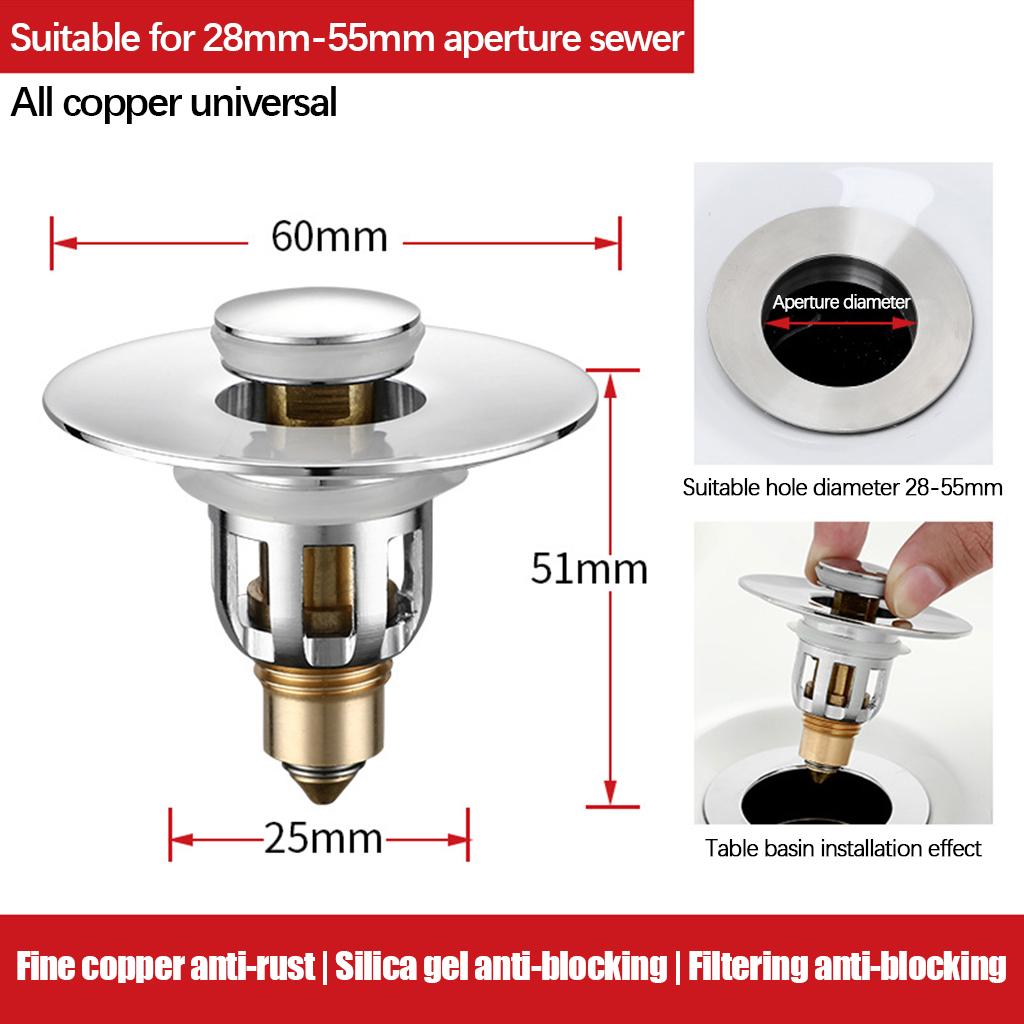 Basin Drain Popup Filter Bathroom Kitchen Bounce Stopper 28-34mm Wash Basins