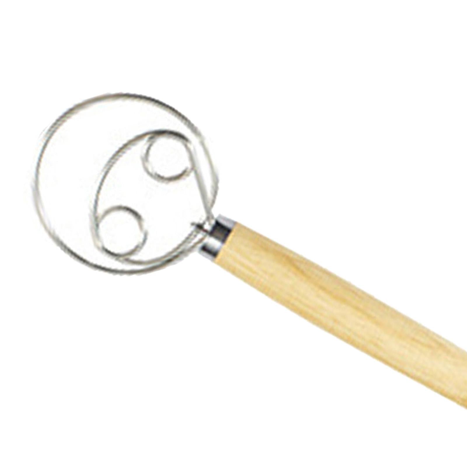 Danish Dough Whisk, Stainless Steel/Wood Double