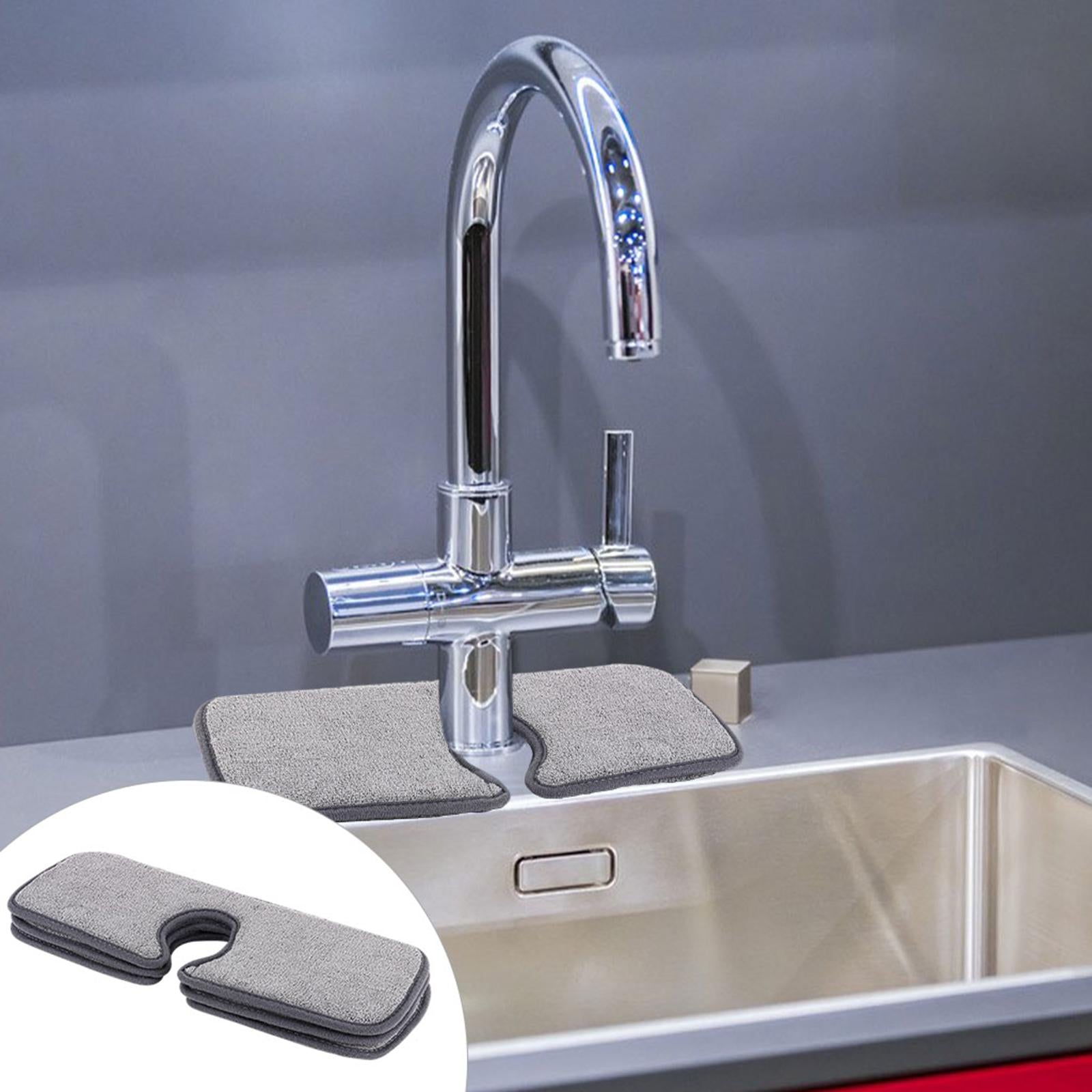 3 Pack Faucet Absorbent Mat Sink Absorbent Mat for Bathroom Countertop Gray