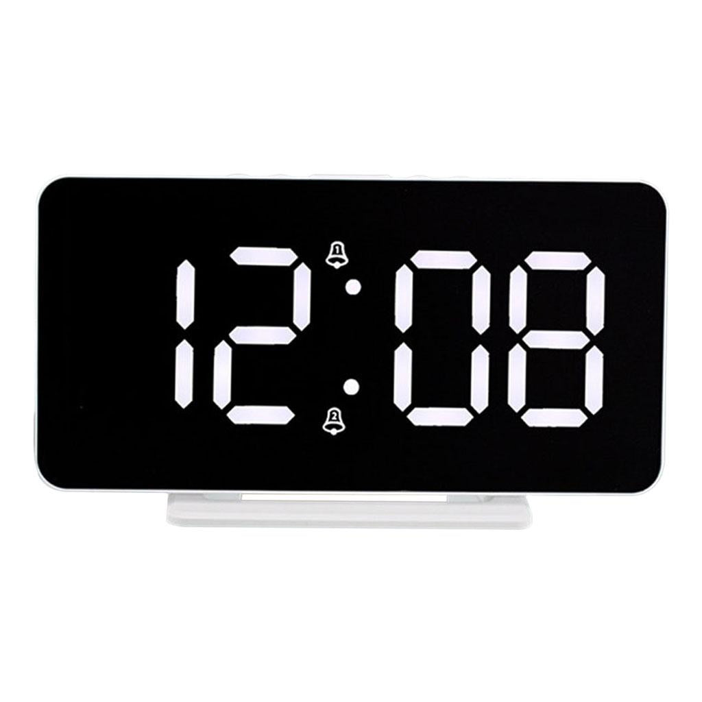 Digital Clock Table Desk Clocks LED Display for Living Room Study Adults Black Mirror