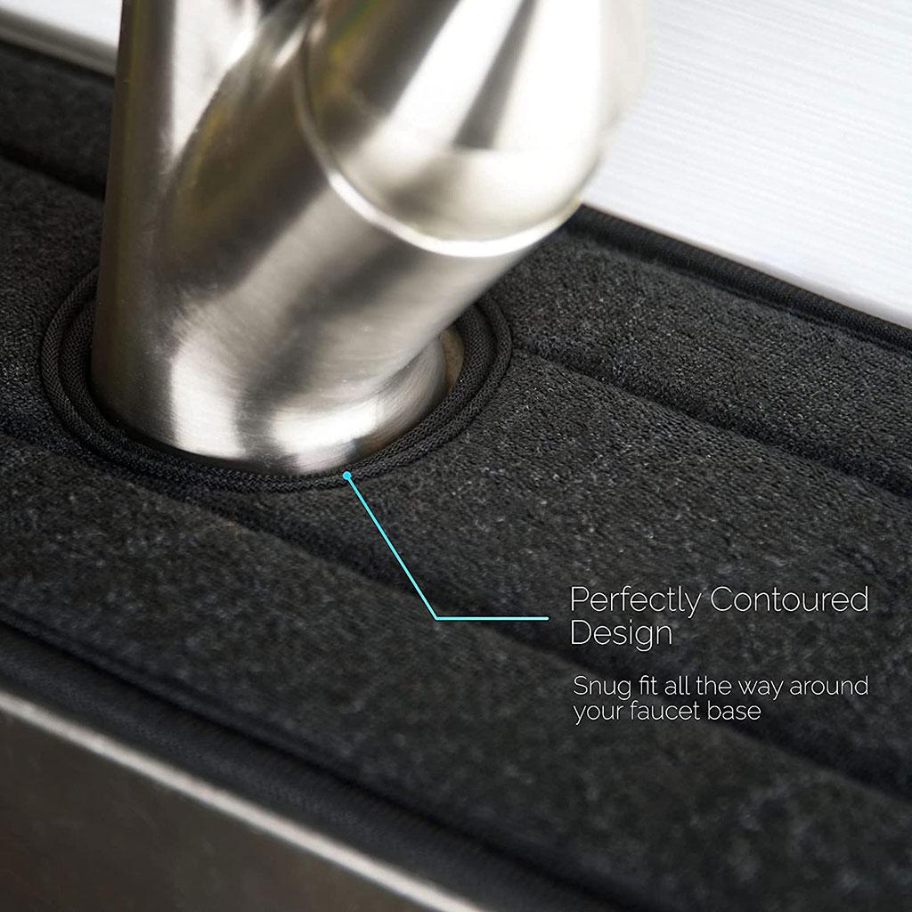 Fiber Kitchen Faucet Absorbent Pad Faucet Splash Catcher Black 3 Pieces
