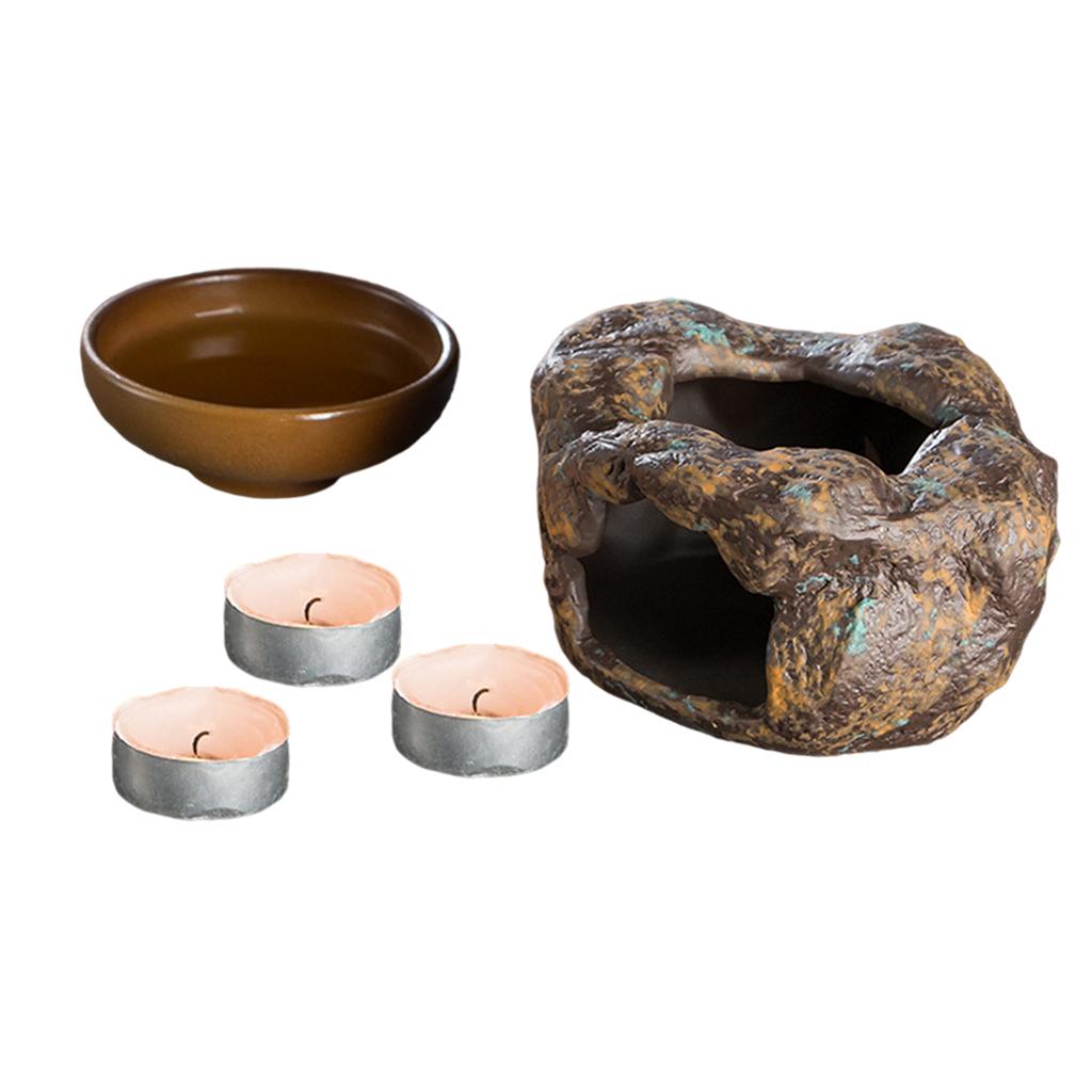 Warmtea Base, Stoneware Candle Teaware Durable Heatproof for Household Home with cup