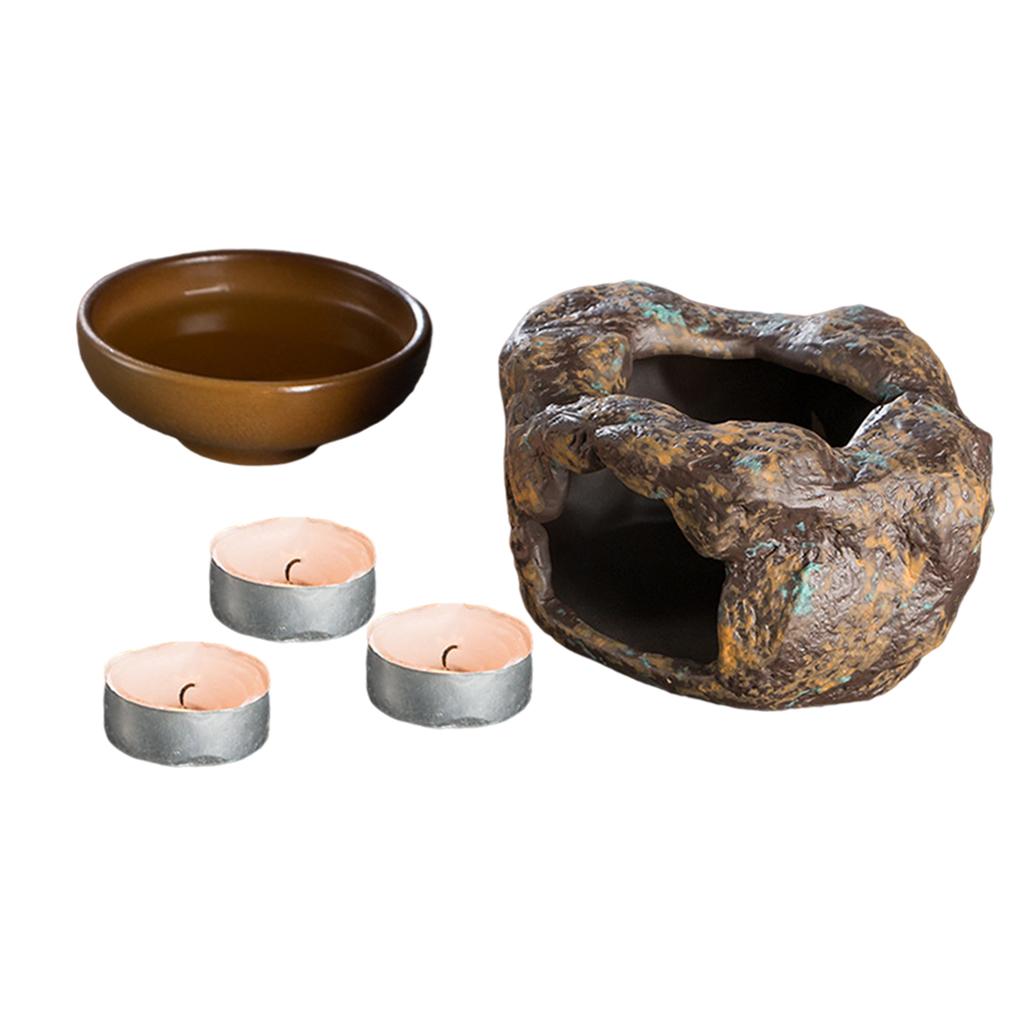 Warmtea Base, Stoneware Candle Teaware Durable Heatproof for Household Home with cup