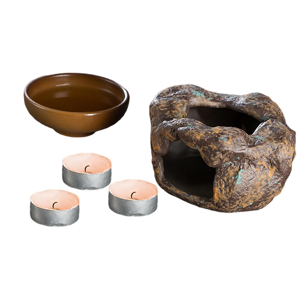 Warmtea Base, Stoneware Candle Teaware Durable Heatproof for Household Home with cup