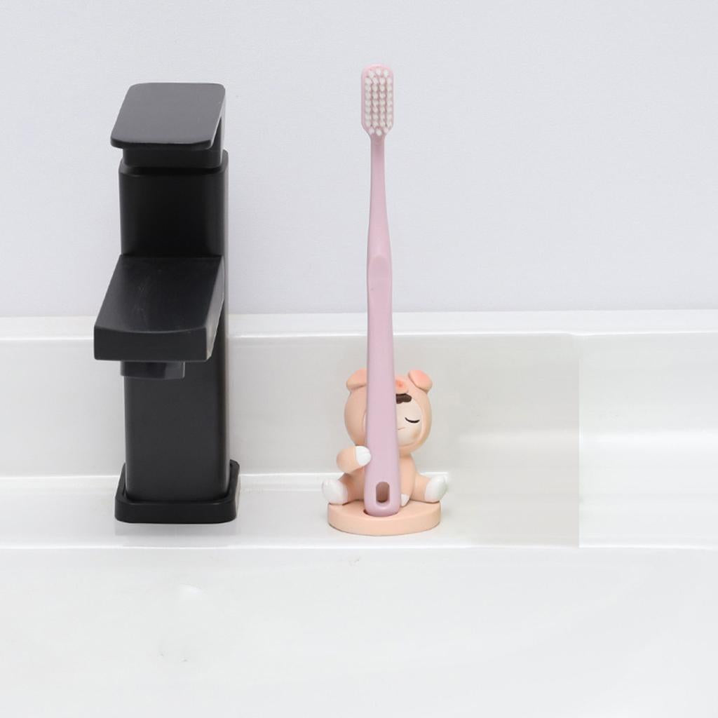 Cute Toothbrush Holder Stand Animal Shape Multi-Functional for Hotel Vanity Pig