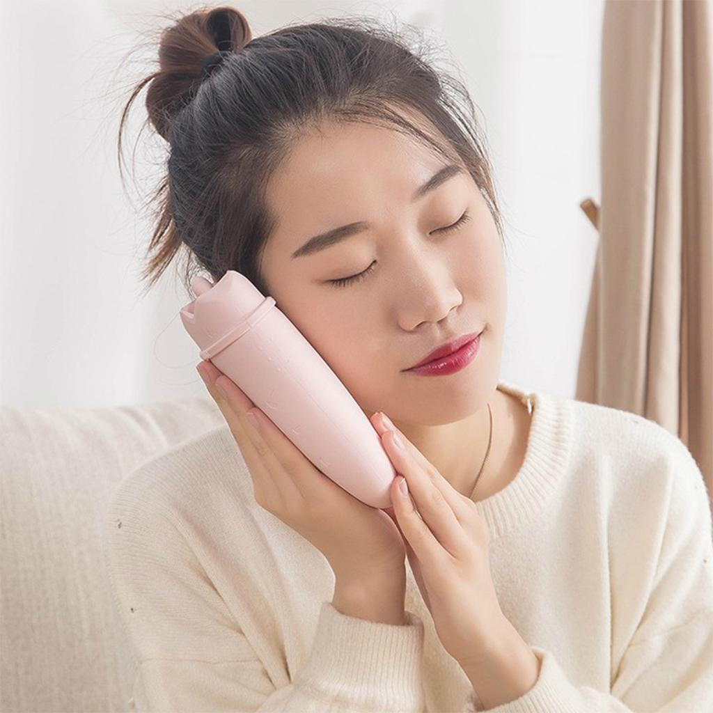 500ml Hot Water Bottle & Cover Leakproof High Density Winter Hand Warmer Pink