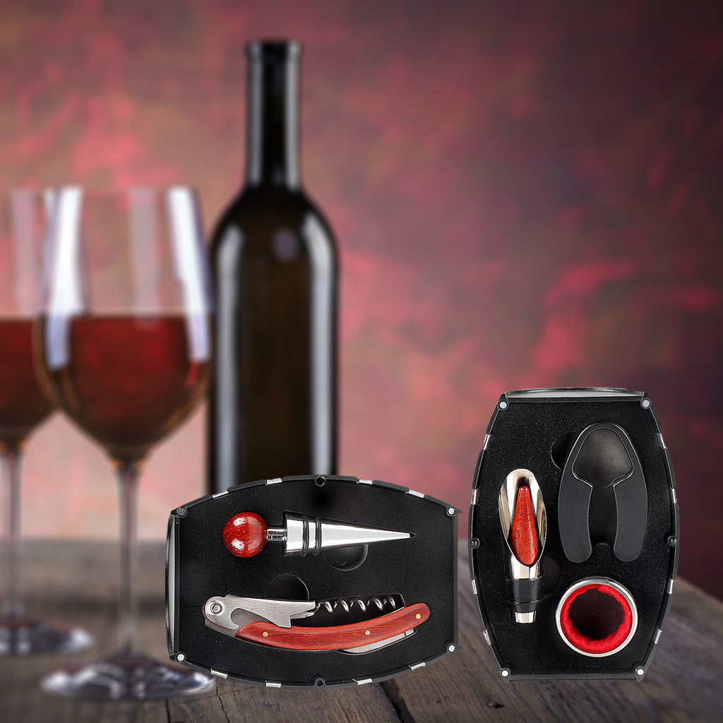 5 Pieces Wine Opener Set Bottle Opener for Home Redwood Handle
