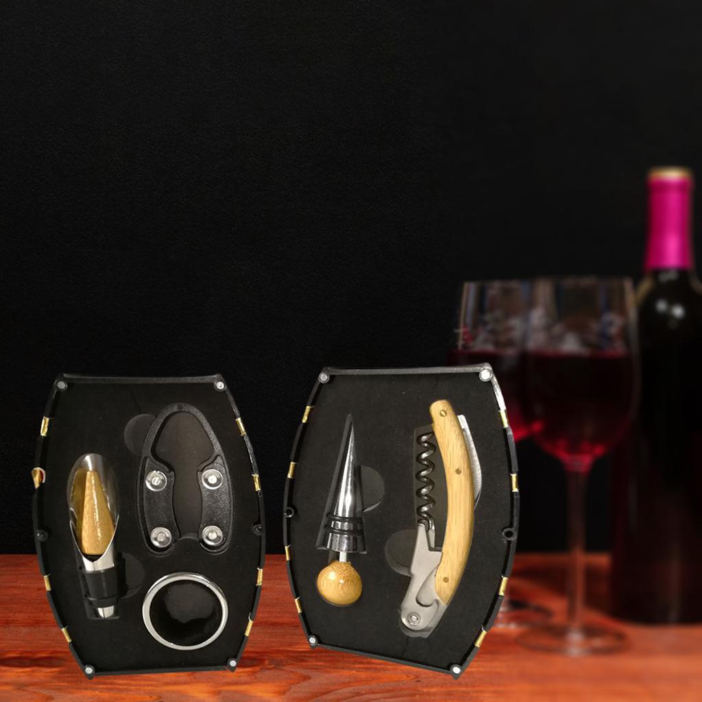 5Pcs Handheld Wine Bottle Opener Wine Accessories for Home Bamboo Handle