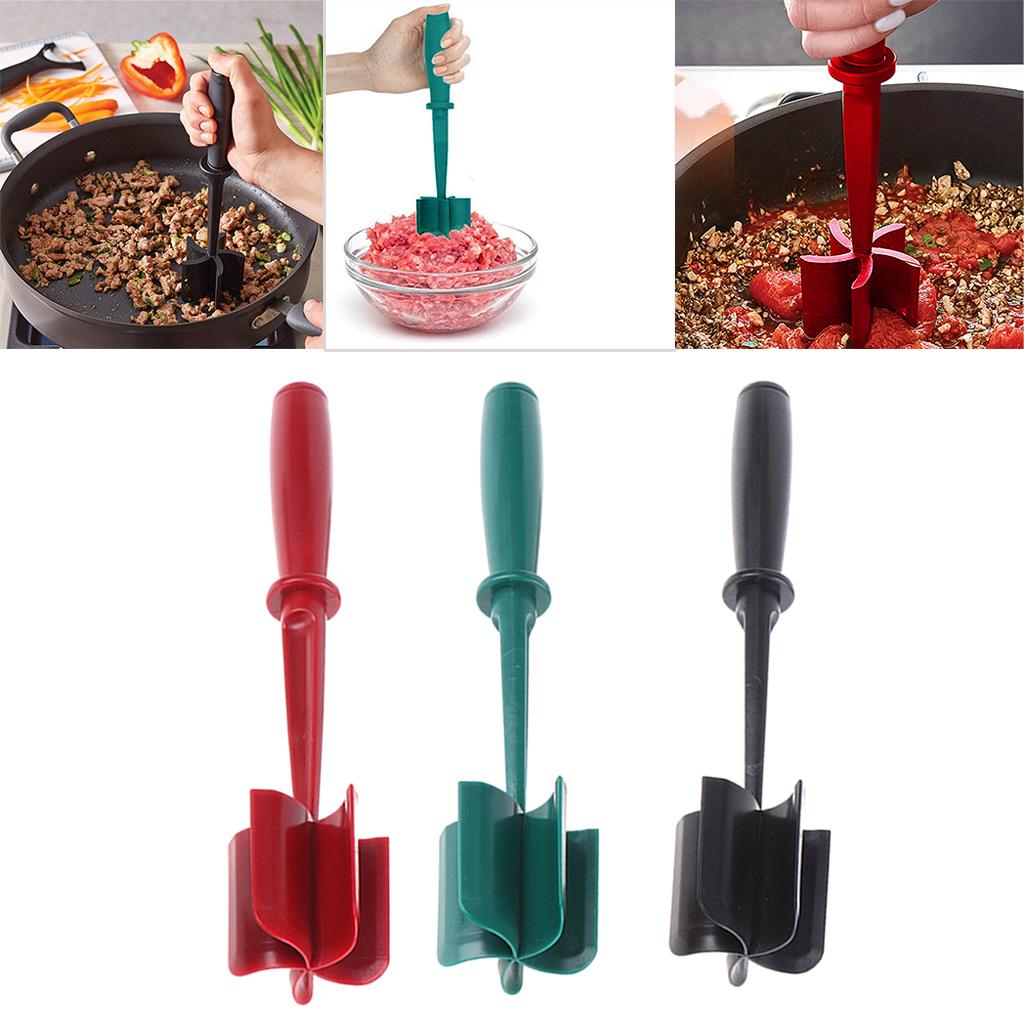 ABS Plastic Meat Chopper Kitchen Utensil 5 Curve Blades for Cooking Baking Red
