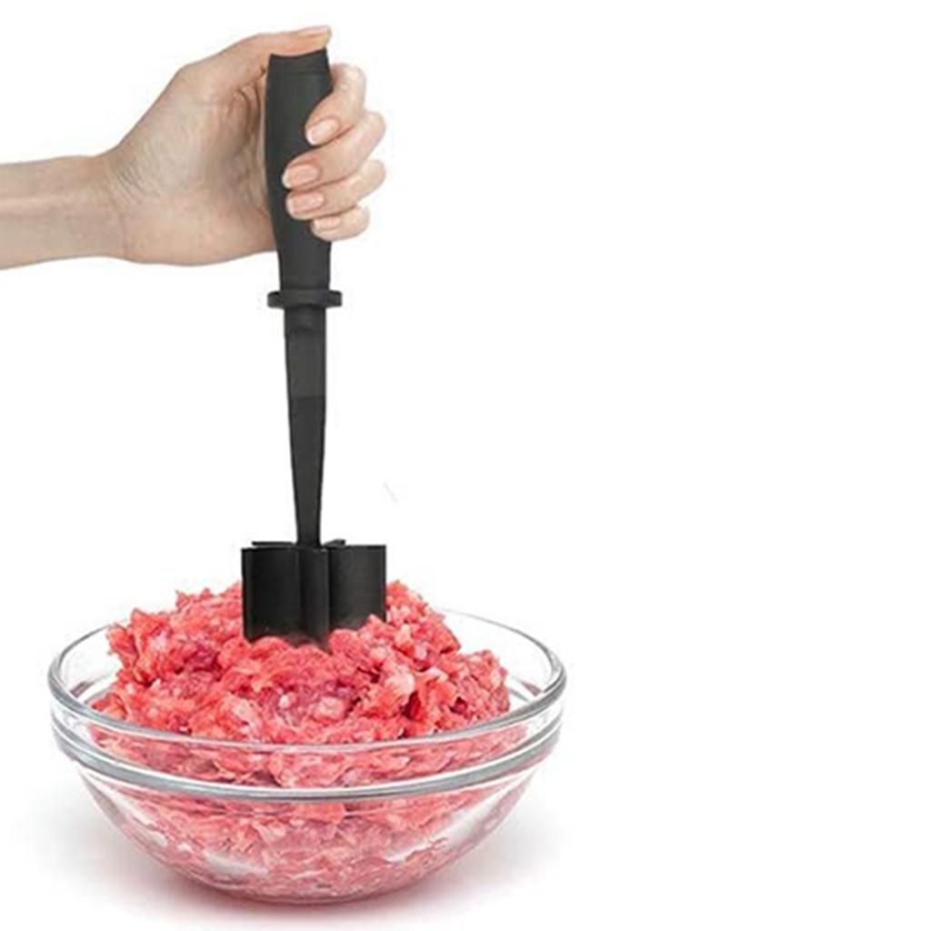 ABS Plastic Meat Chopper Kitchen Utensil 5 Curve Blades for Cooking Baking Black