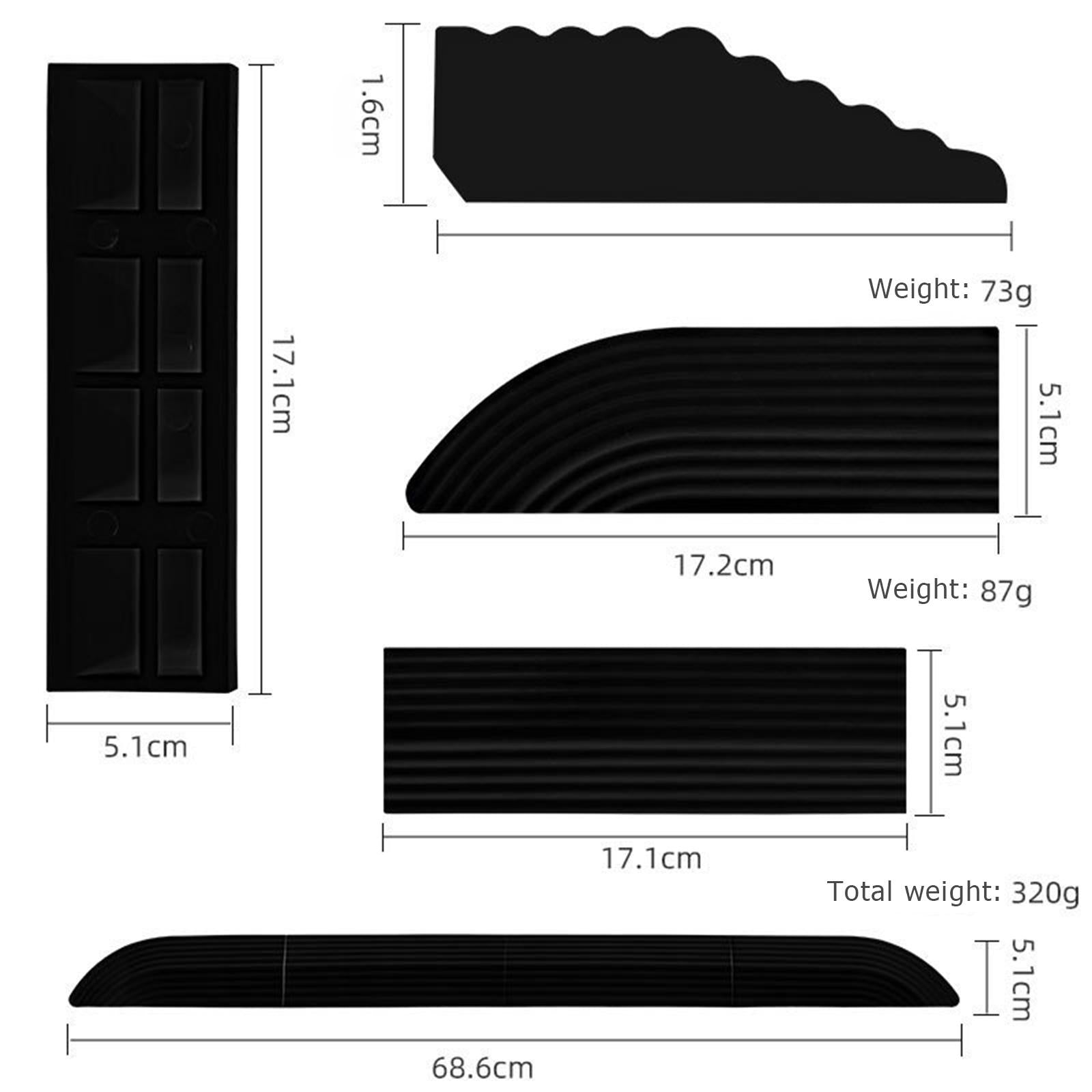 4x Threshold Bars Step Ramp for Robot Vacuum Cleaner Black