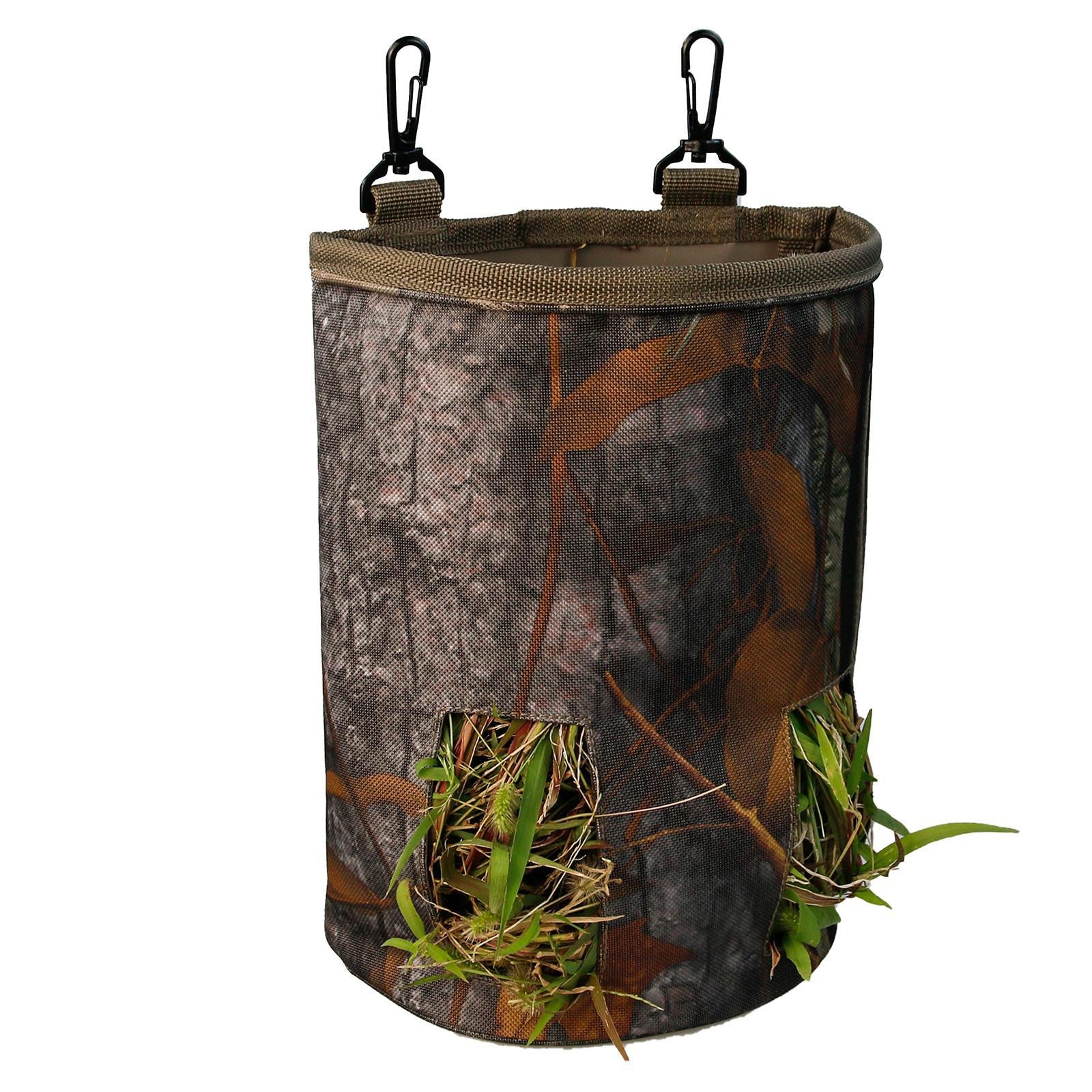 Rabbit Hay Feeder Bag Hay Bag Hanging Pouch Feeder 2 Holes for Guinea Pig leaf camouflage