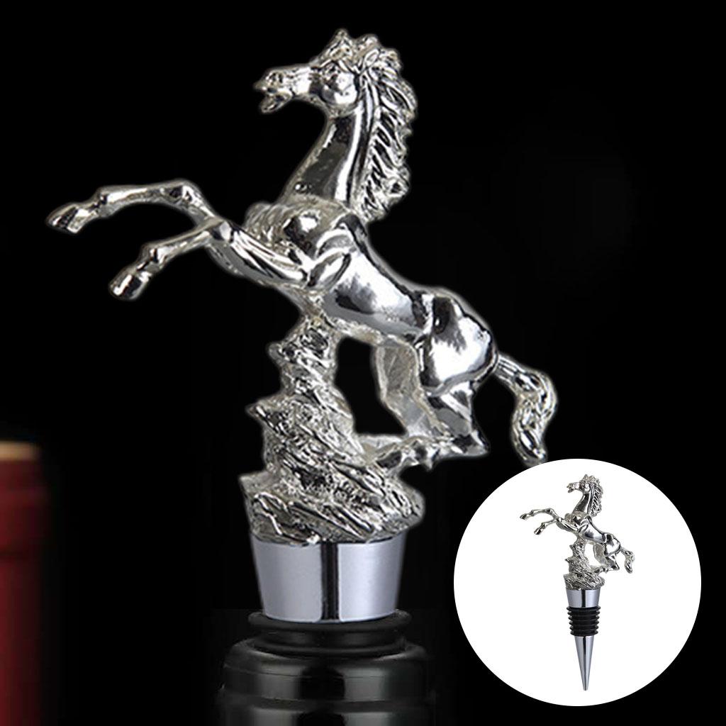 Animal Wine Bottle Stopper Decor for Bar Beverage Bottle Champagne Bottle Horse Stopper Silver