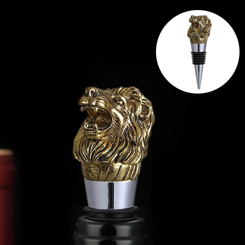 Animal Wine Bottle Stopper Decor for Bar Beverage Bottle Champagne Bottle Lion Stopper Gold
