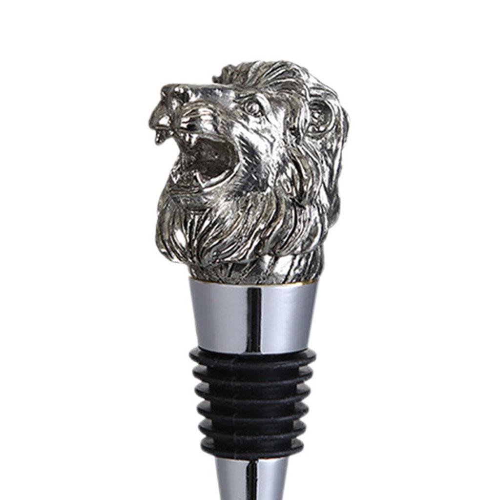 Animal Wine Bottle Stopper Decor for Bar Beverage Bottle Champagne Bottle Lion Stopper Silver