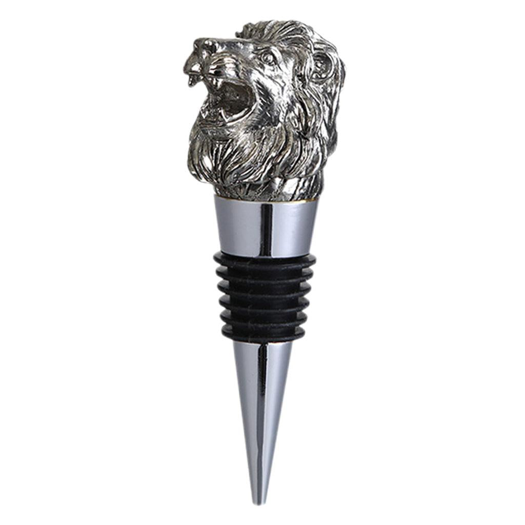 Animal Wine Bottle Stopper Decor for Bar Beverage Bottle Champagne Bottle Lion Stopper Silver