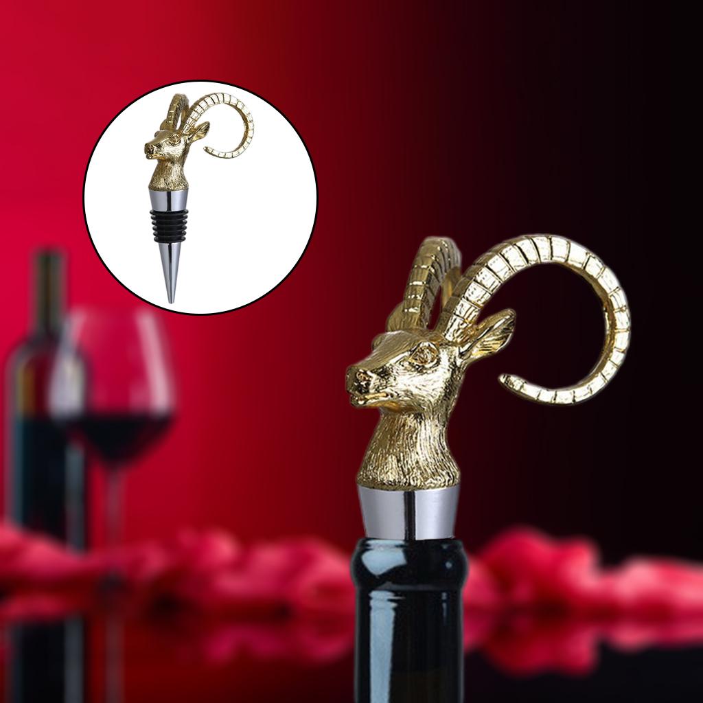 Animal Wine Bottle Stopper Decor for Bar Beverage Bottle Champagne Bottle Gazelle Stopper Gold