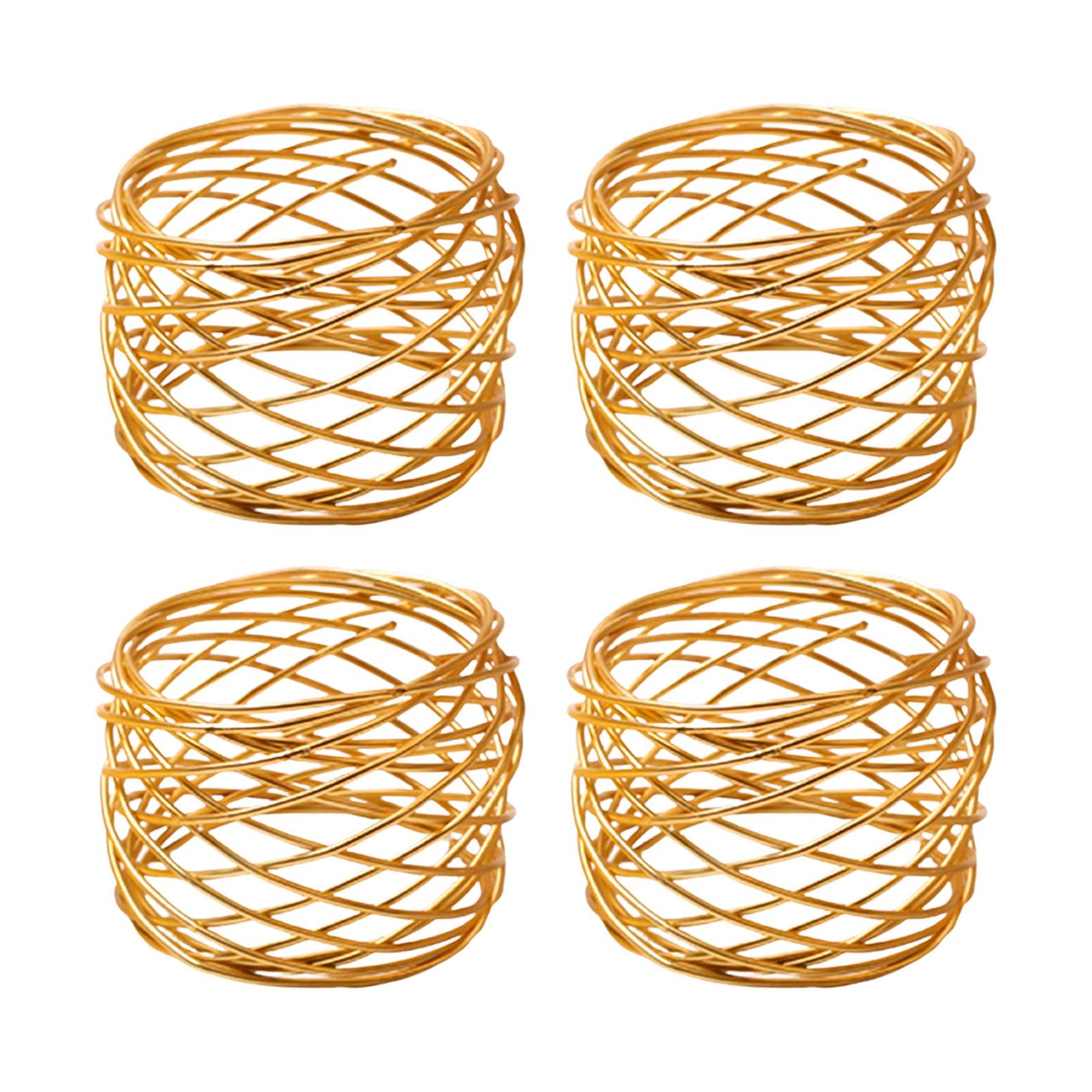 6x Crafts Napkin Rings Metal Mesh Buckles for Party Dining Table Banquet Gold
